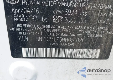 2017 Hyundai Elantra Se from USA, damaged, VIN 5NPD74LF3HH051026